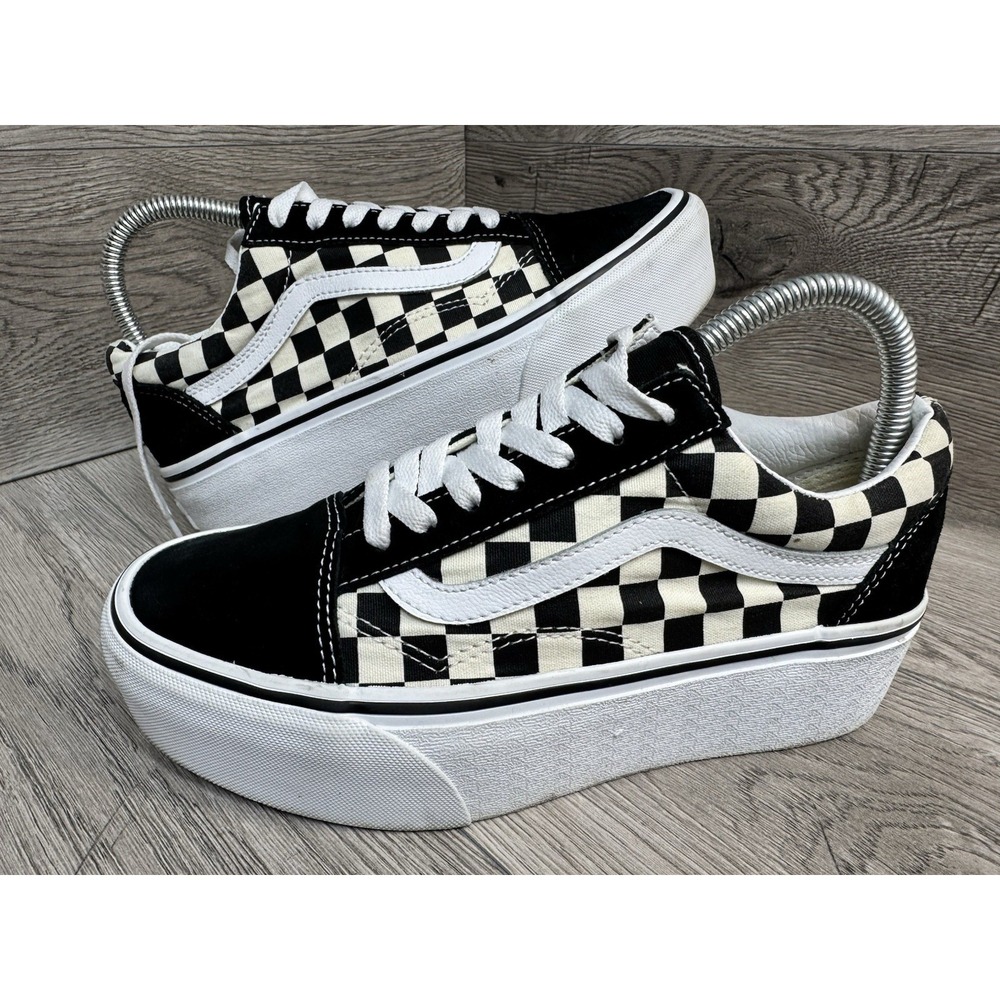 Vans Old Skool Platform Womens Size 7 Mens 5.5 Black White Skate Shoes Sneakers